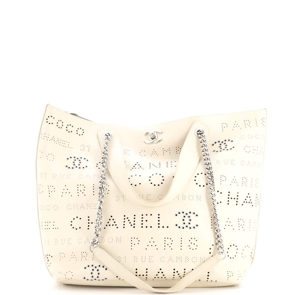 Chanel Medium Logo Eyelets Shopping Tote Perforated Calfskin